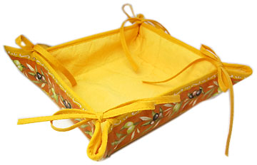 Provencal bread basket, Jacquard (Olive. terracotta x orange)